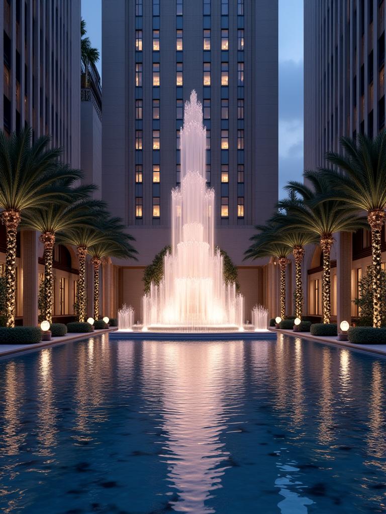 Water feature scenografico per ingresso boutique hotel