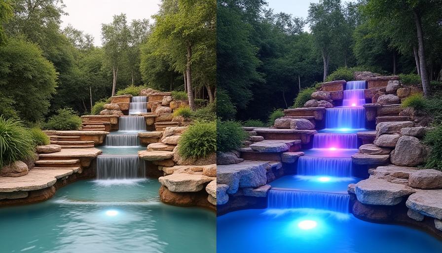 Villa fiorentina con cascata in pietra - prima e dopo